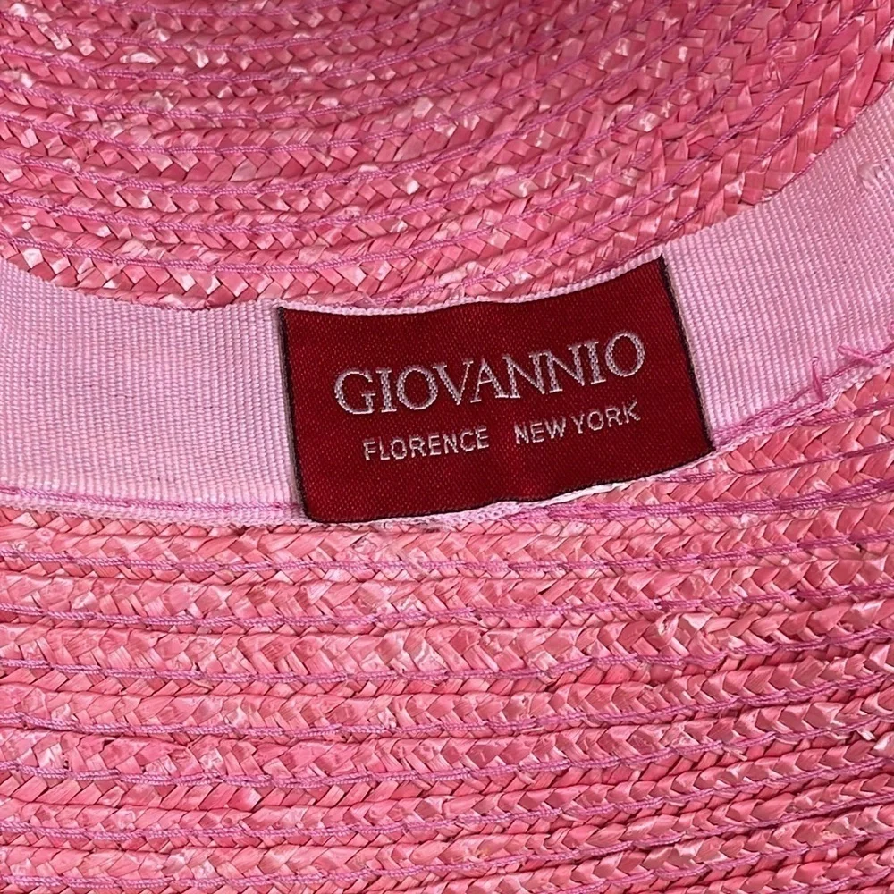 Giovannio Florence New York Pink Straw Floral Hat Spring Summer Church Derby